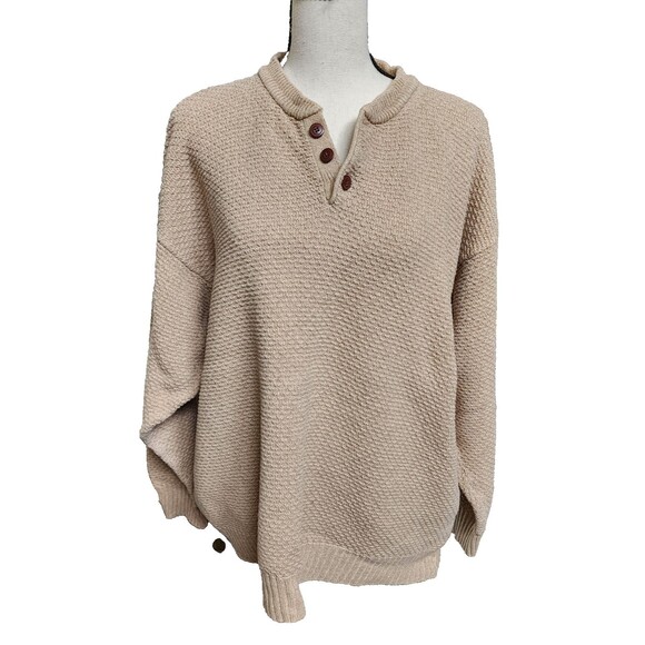 Woolrich Vintage Henley-Style Beige Waffle Pattern Cotton Blend Shirt Size 2X - Picture 1 of 6